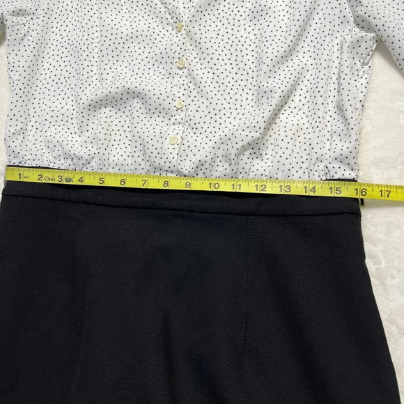 ANN TAYLOR LOFT Black White Polka Dot Blouse Skirt Dress Size 10 - Picture 13 of 13